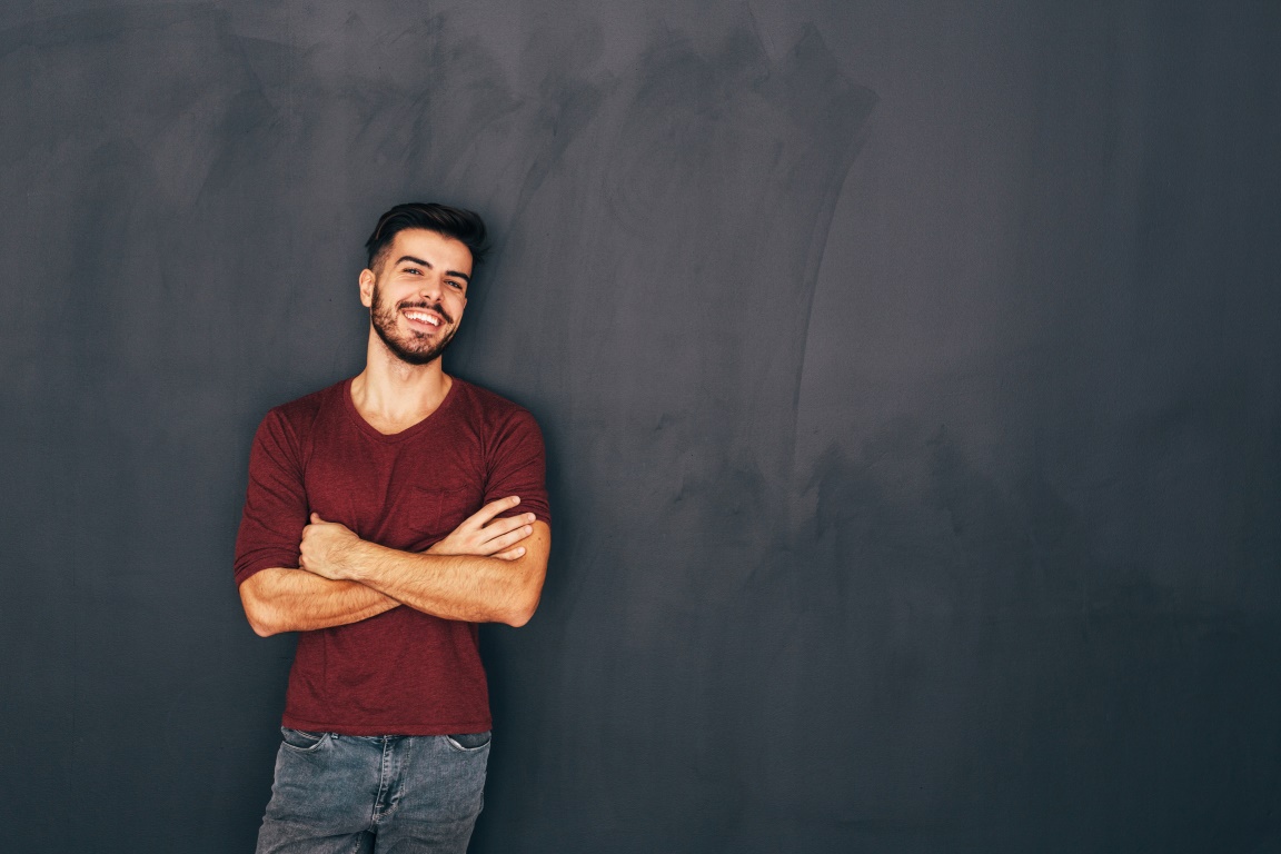 SEMH man in front of chalkboard.